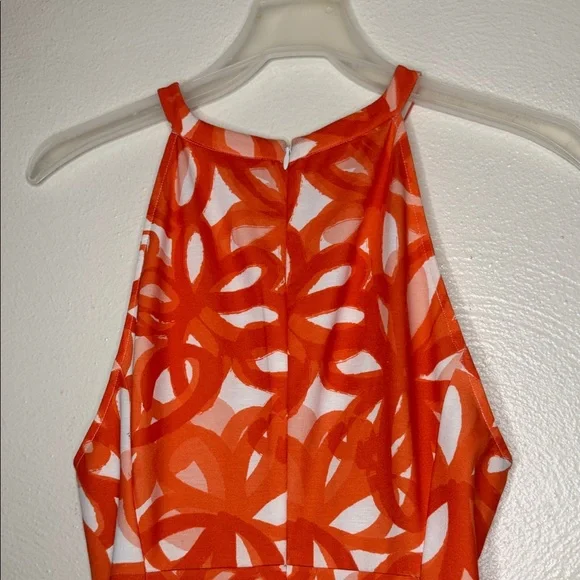 Trina Turk Orange & White Painterly Floral Halter Dress - Picture 10 of 15